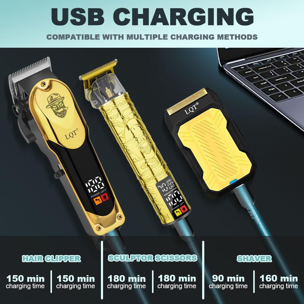 Hair Clippers and Trimmers Set for Men - Adjustable Lever, Long-Lasting Battery Cordless 3-in-1 Hair Clipper & Beard Trimmer, Professional Hair Cutting & Beard Styling Kit for Home & Barber Use