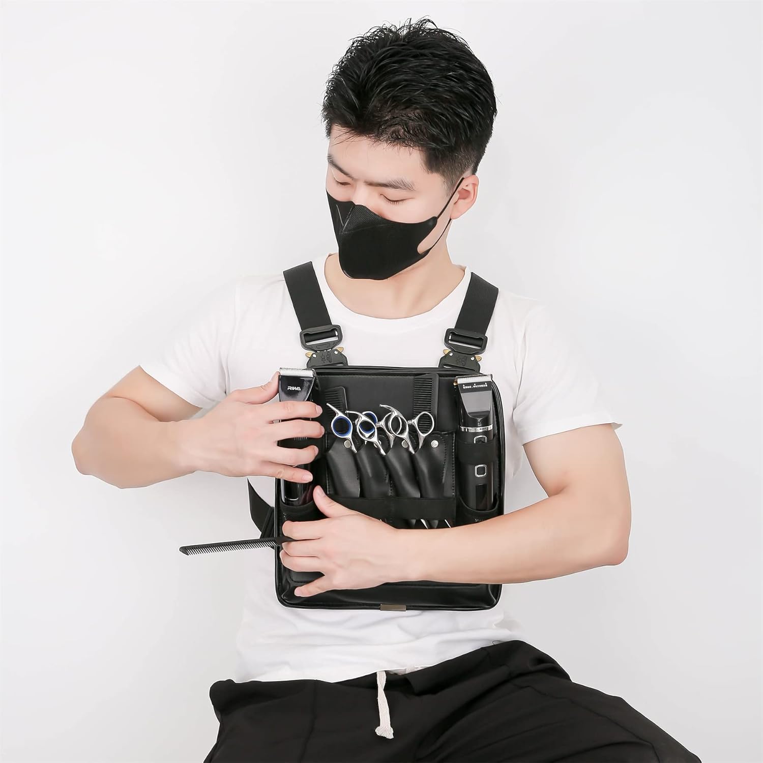 Leather Fashionable & Functional Chest Rig Bag for Barbers, Stylish Haircut Tools Storage Chest Bag for Barber