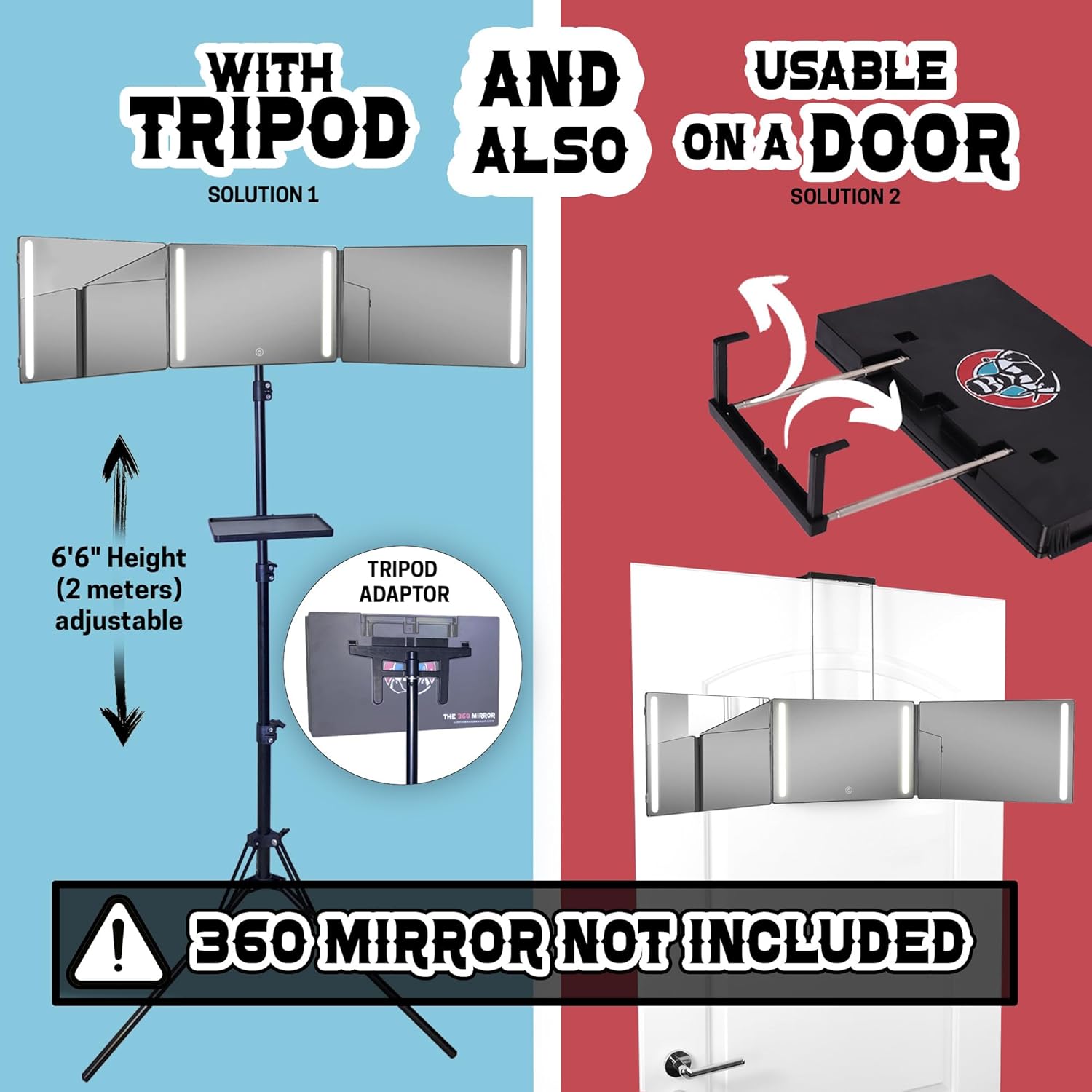 LIPFISBARBERSHOP.COM Tripod Adapter for Standard Size 360° Mirror – Compatible with Adjustable Tripods for Stable, Precise Positioning
