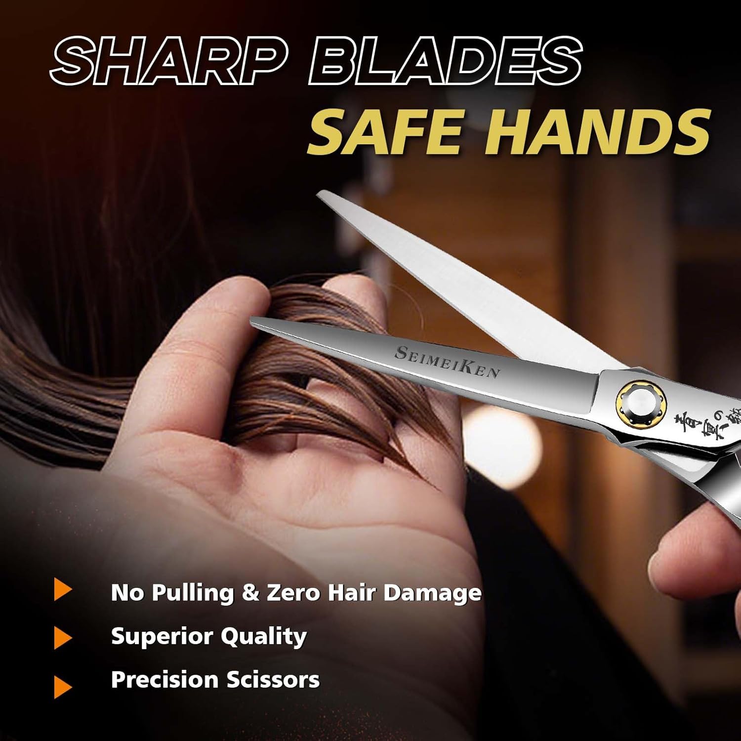 6 Inch Professional Hair Cutting Scissors – Japanese VG10 Stainless Steel, Extremely Sharp Convex Blade with Ergonomic Handle, Adjustment Screw, Barber Shears for Barbers and Salon Professionals