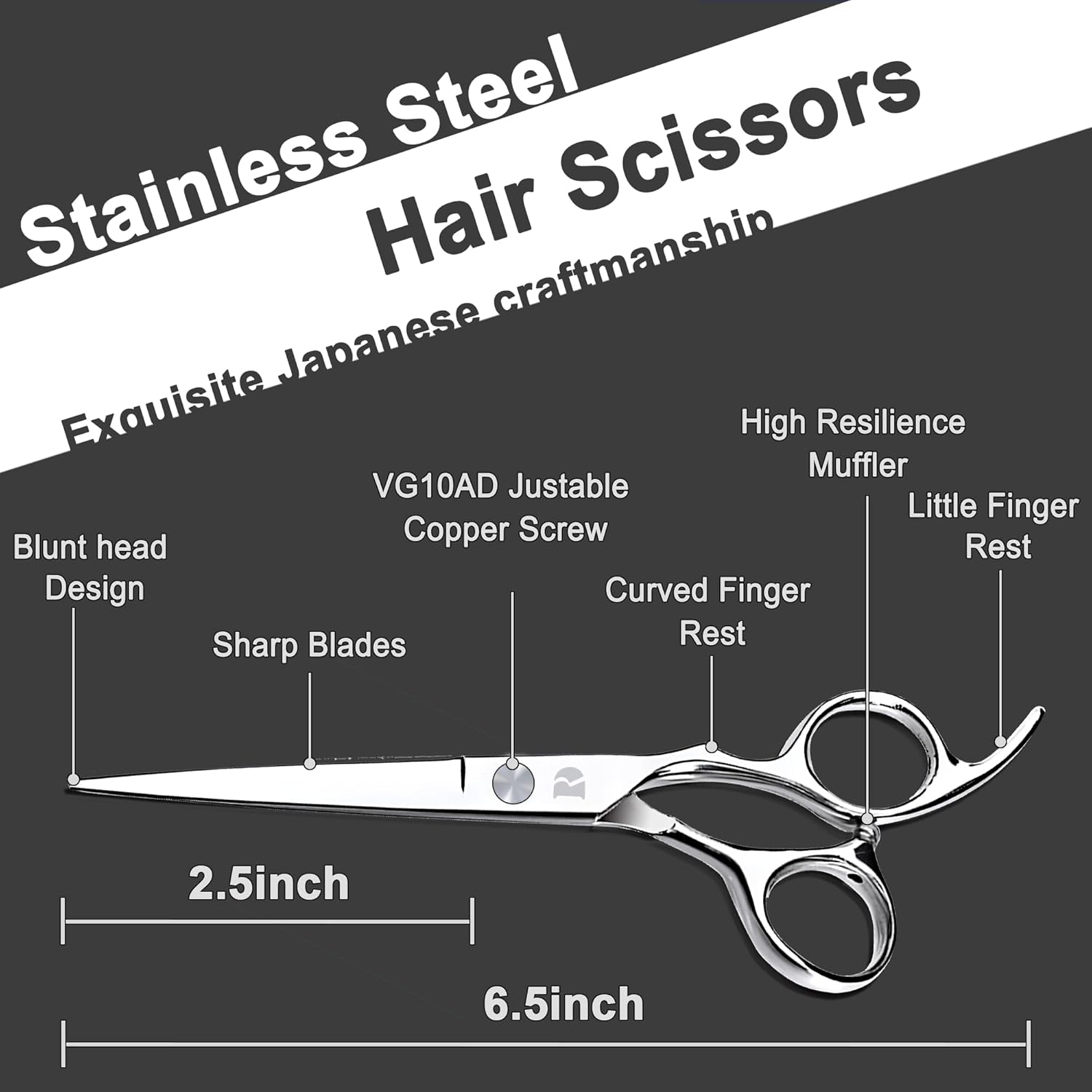 Hair Cutting Scissors and Thinning Scissors Kit,6.5 inch Professional Salon Haircut Scissors Kit,Barber Hairdressing Shears Set,Hair Cutting Shears Texturizing Shears (Silver) (Silver)