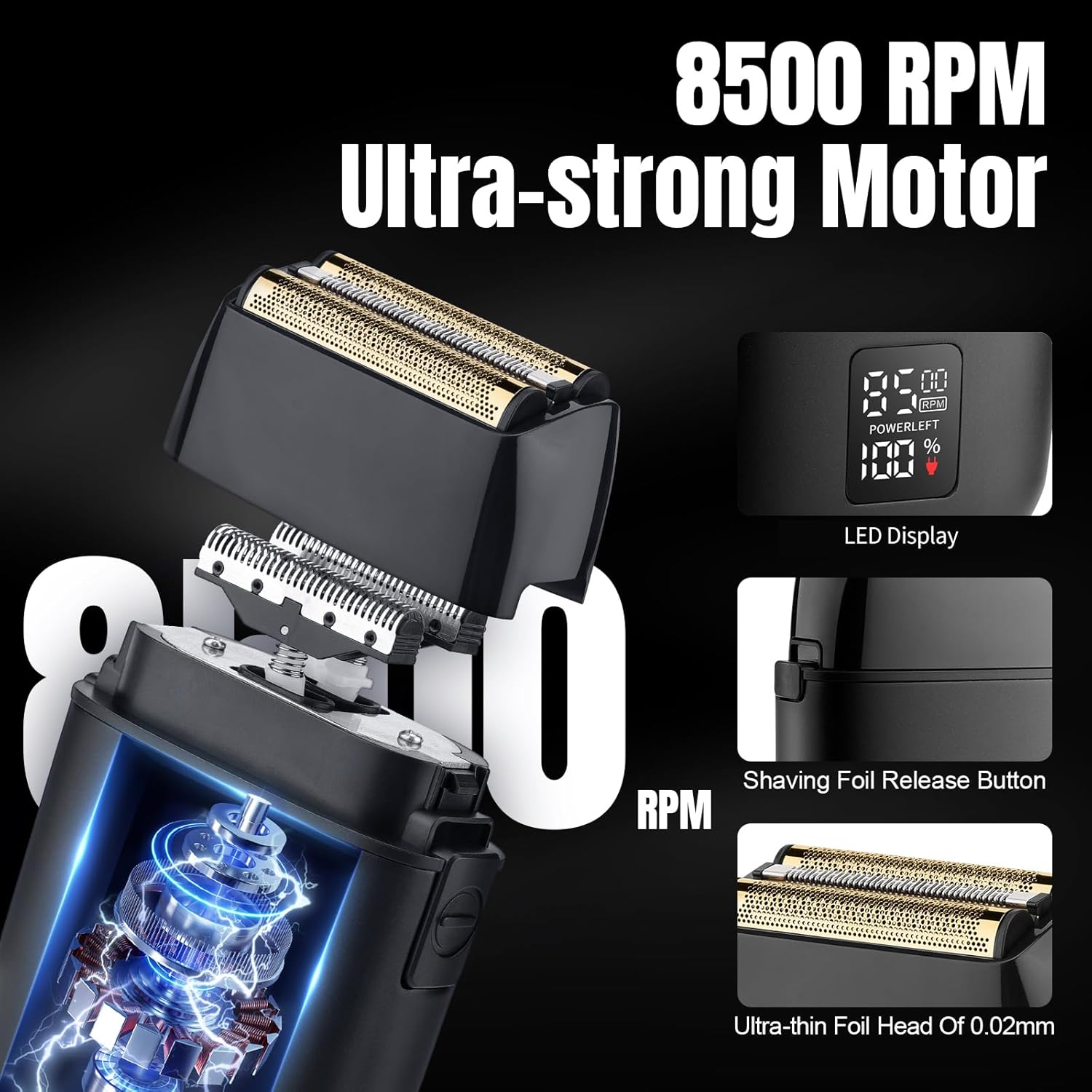 Professional Barber Hair Clippers Trimmer Shaver Set for Men,Cordless Hair Cutting Kit & Zero Gap T-Blade Trimmer & 8500 RPM Electric Shaver Combo with EVA Case,Mens Gift