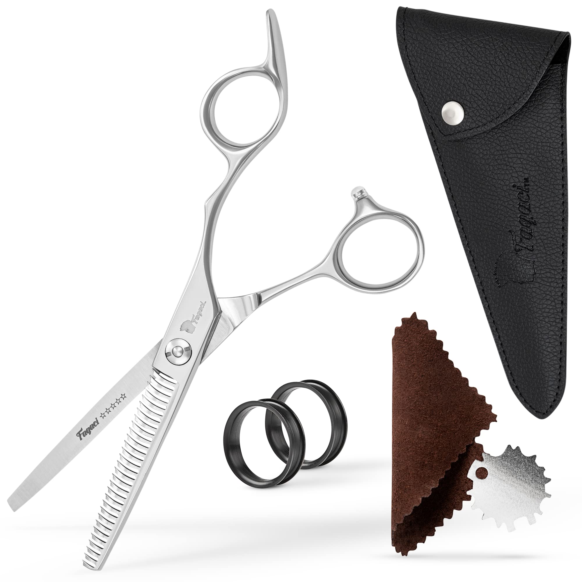 Fagaci Professional Hair Scissors 6" - Extremely Sharp Blades, Fine Cutting Shears Set for Men and Women, Barber Scissors Kit