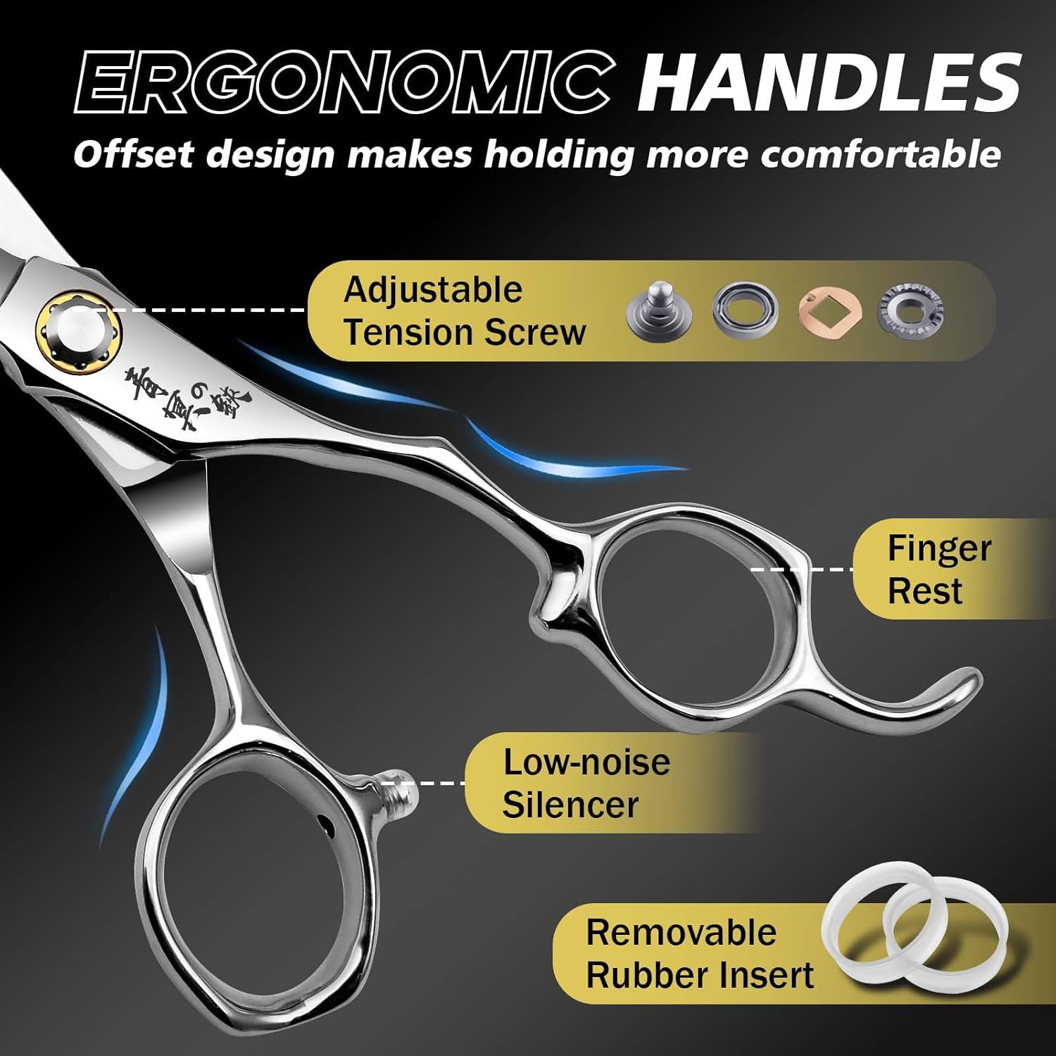 6 Inch Professional Hair Cutting Scissors – Japanese VG10 Stainless Steel, Extremely Sharp Convex Blade with Ergonomic Handle, Adjustment Screw, Barber Shears for Barbers and Salon Professionals