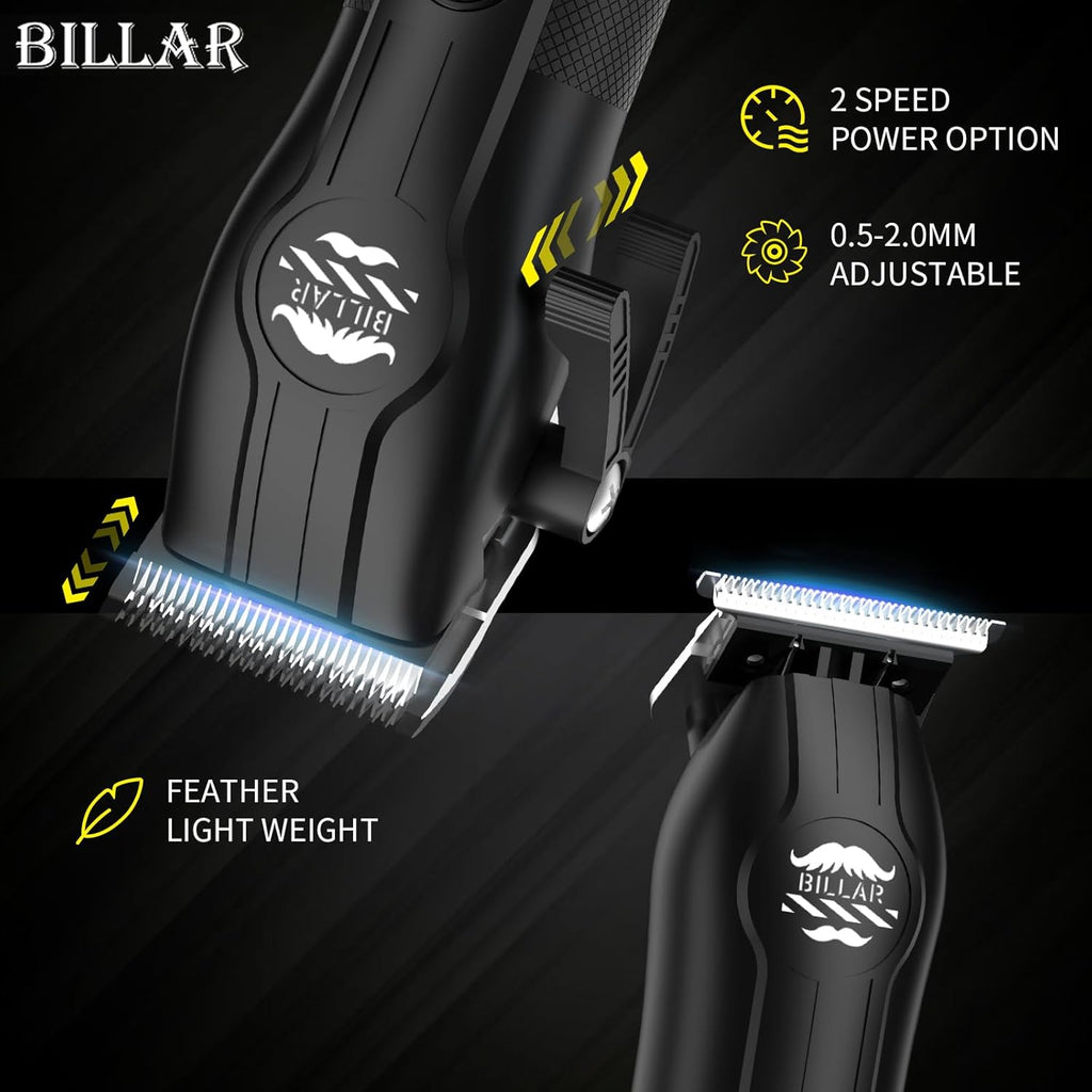 BILLAR Professional Barber Clippers and Trimmer Set - Foil Shaver Professional Hair Clippers for Men, Mens Cordless Hair Clipper for Barbers Haircut Kit（Black）