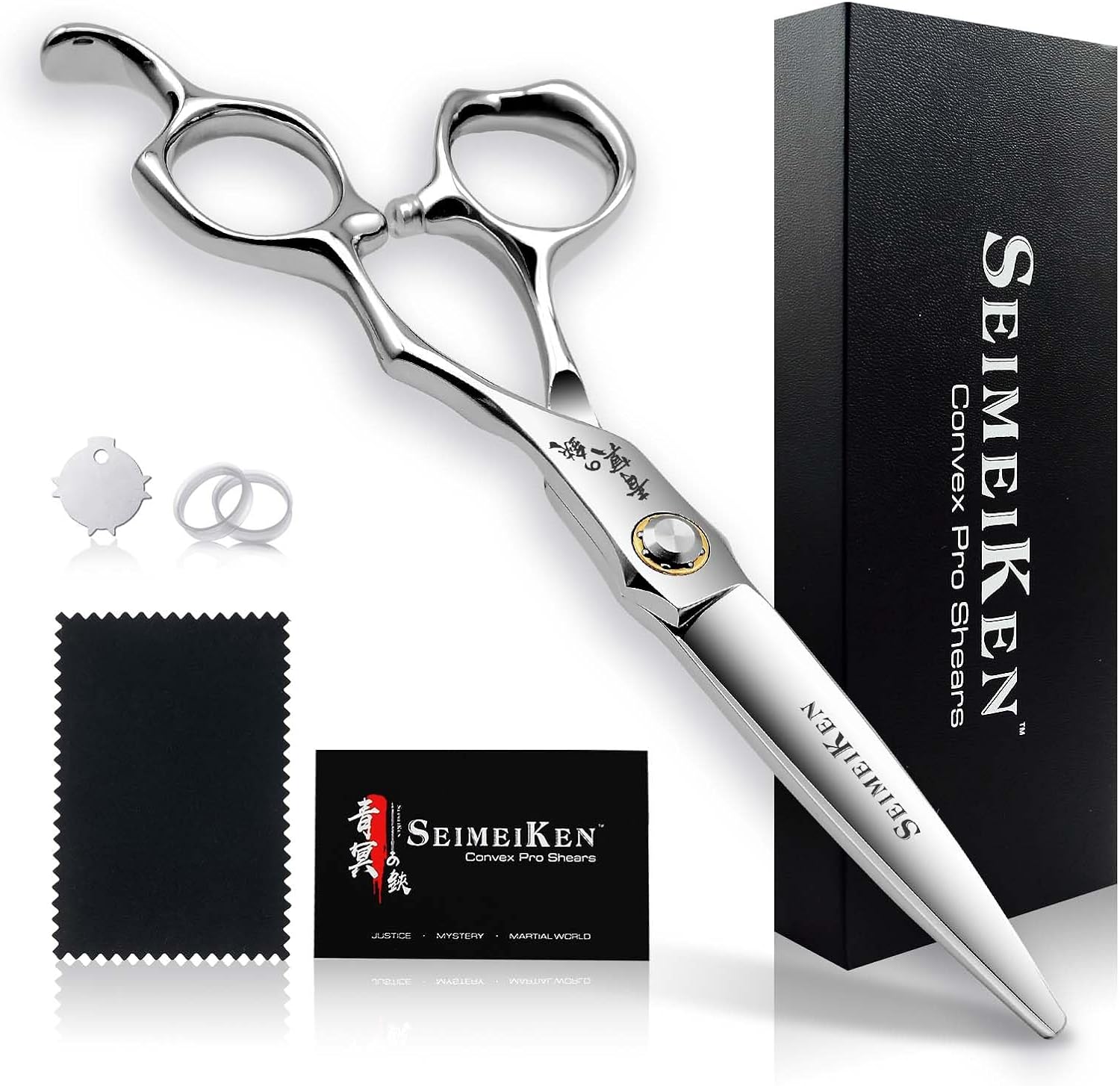 6 Inch Professional Hair Cutting Scissors – Japanese VG10 Stainless Steel, Extremely Sharp Convex Blade with Ergonomic Handle, Adjustment Screw, Barber Shears for Barbers and Salon Professionals