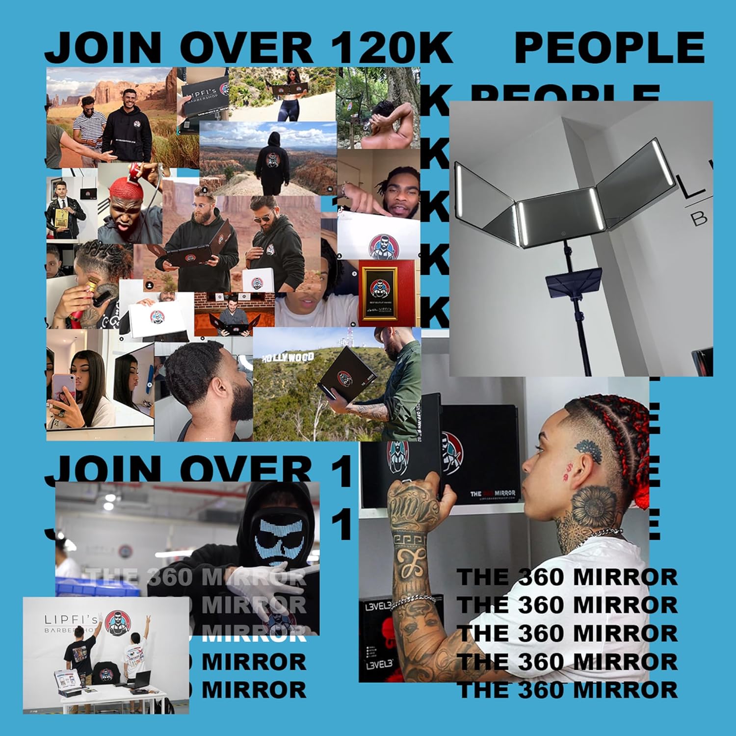 LIPFISBARBERSHOP.COM Tripod Adapter for Standard Size 360° Mirror – Compatible with Adjustable Tripods for Stable, Precise Positioning