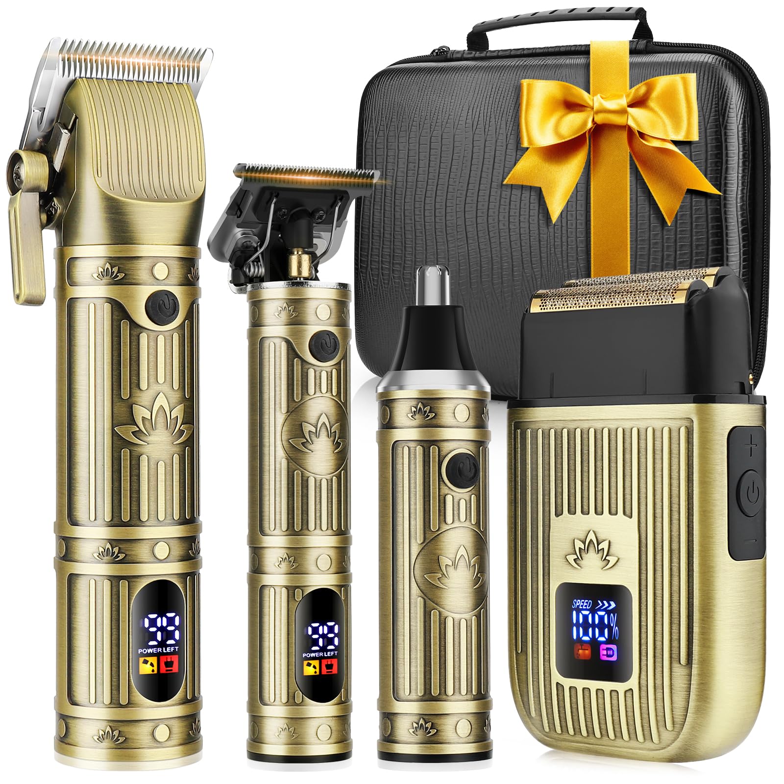 Professional Barber Hair Clippers Trimmer Shaver Set for Men,Cordless Hair Cutting Kit & Zero Gap T-Blade Trimmer & 8500 RPM Electric Shaver Combo with EVA Case,Mens Gift