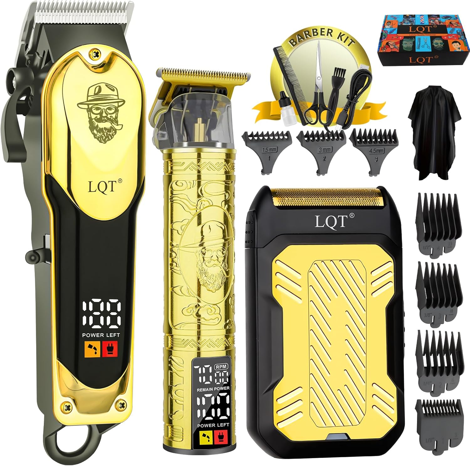 Hair Clippers and Trimmers Set for Men - Adjustable Lever, Long-Lasting Battery Cordless 3-in-1 Hair Clipper & Beard Trimmer, Professional Hair Cutting & Beard Styling Kit for Home & Barber Use