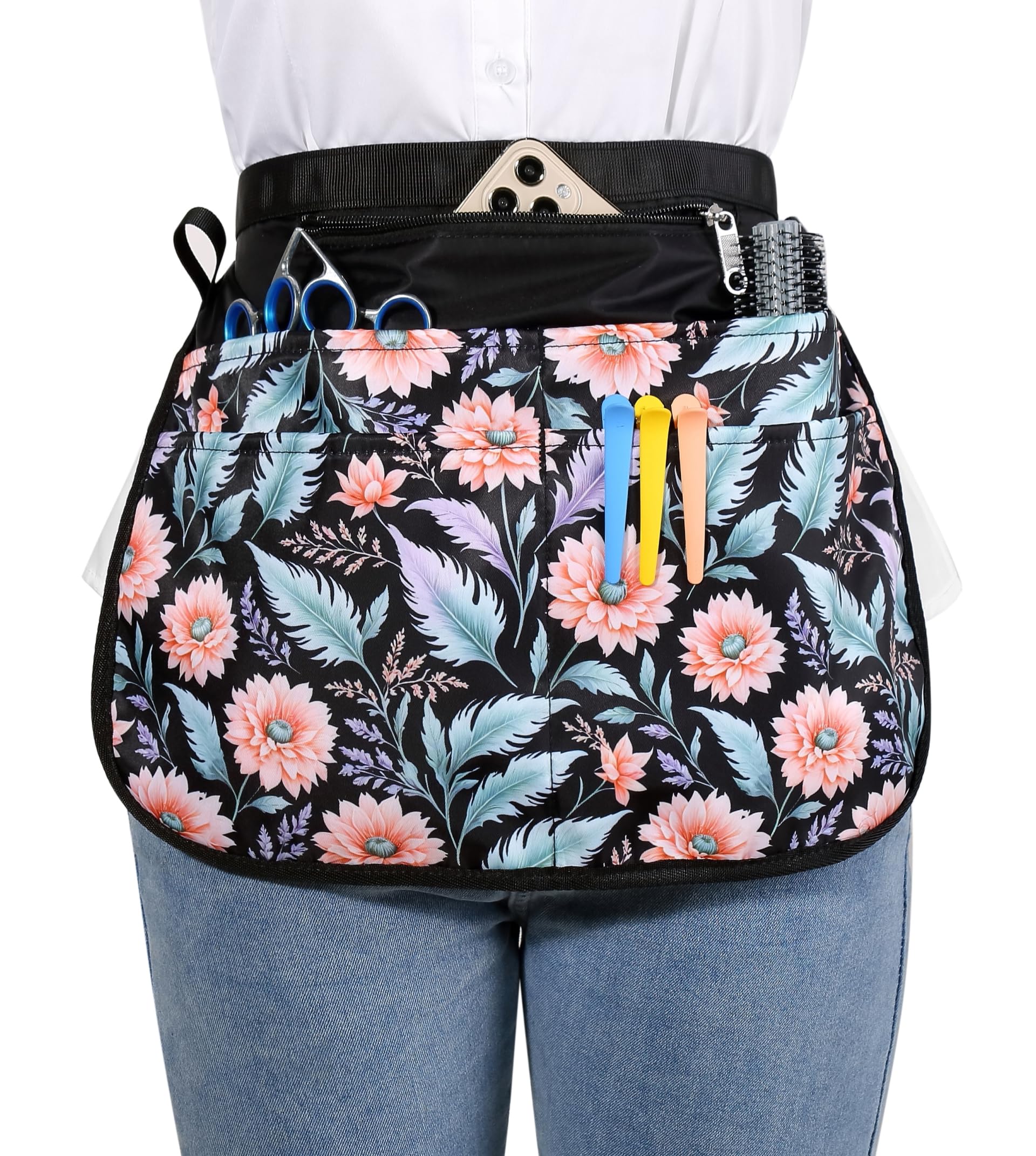 Barber Apron with 5 Pockets, Waterproof and Bleach-proof Hair Stylist Apron for Men and Women